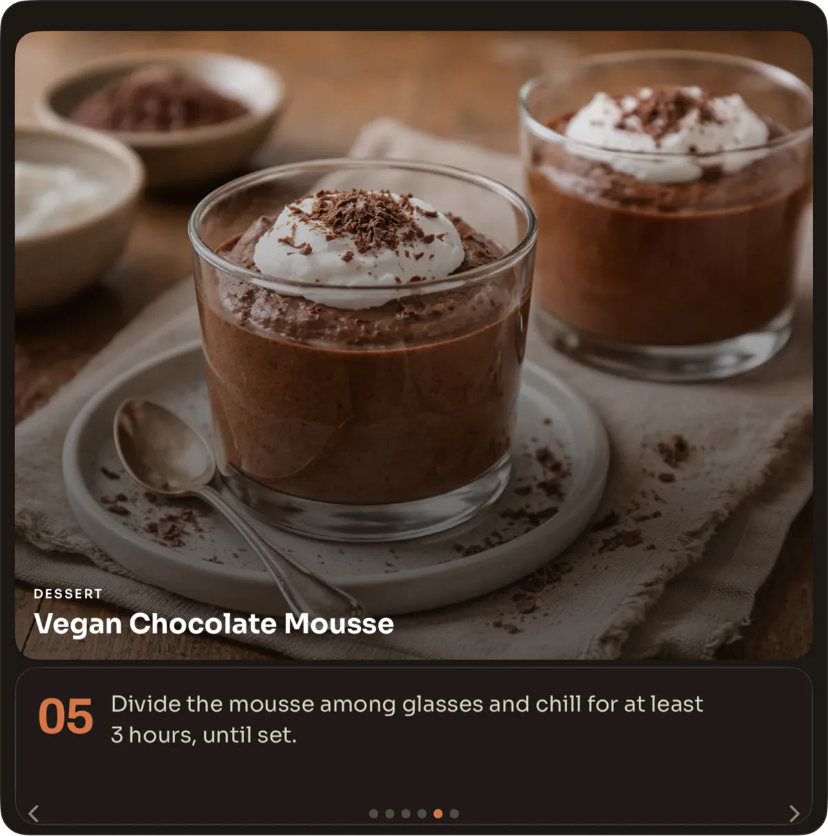 Ad-free cooking mode for vegan chocolate mousse